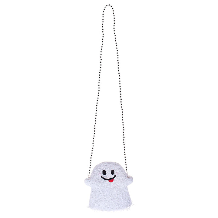 Halloween Ghost Beaded Mini Crossbody Bag, Get into the spooky spirit with this adorably quirky Halloween Bag! The playful ghost design and beaded embellishments make this bag a must-have for any Halloween lover. It's the perfect size for holding all your essentials while trick-or-treating or attending a costume party.