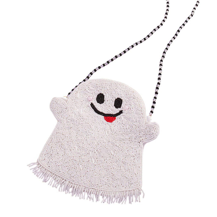 Halloween Ghost Beaded Mini Crossbody Bag, Get into the spooky spirit with this adorably quirky Halloween Bag! The playful ghost design and beaded embellishments make this bag a must-have for any Halloween lover. It's the perfect size for holding all your essentials while trick-or-treating or attending a costume party.