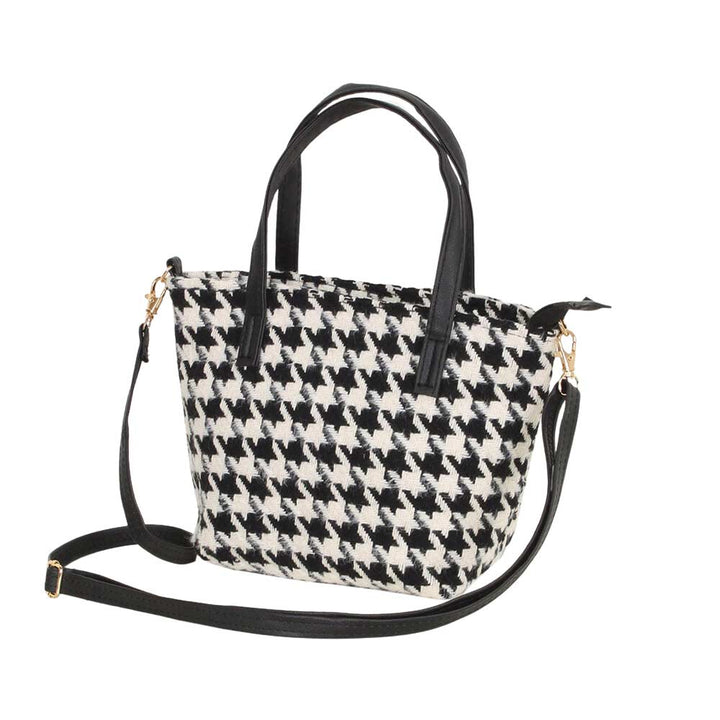 White Houndstooth Patterned Tote Crossbody Bag, perfectly goes with any outfit and shows your trendy choice to make you stand out on any occasion. This tote crossbody bag is perfect for carrying makeup, money, credit cards, keys or coins, etc. Perfect gifts for birthdays, Valentine’s Day, or any meaningful occasion.