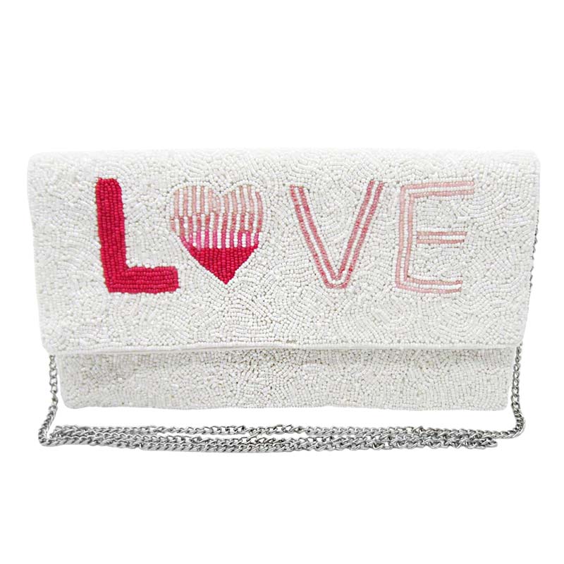 White Love Message Seed Beaded Clutch Crossbody Bag, perfectly goes with any outfit and shows your trendy choice to make you stand out on your occasion. t can be an attractive accessory for your loved ones as a means of expressing your love. Perfect gifts for your lovers and lovers persons on Valentine's Day.