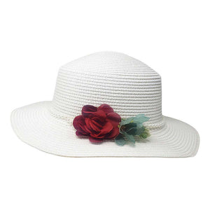 White Pearl Band Rose Corsage Pointed Raffia Sun Hat, Elevate your summer look with our stylish and trendy sun hat. The chic design features a delicate pearl band and a beautiful rose corsage, perfect for any occasion. Crafted from high-quality raffia, this sun hat offers both style and protection from the sun's harmful rays