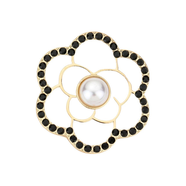 White Pearl Centered Camellia Flower Pin Brooch adds an elegant touch to any outfit. Featuring a beautifully crafted camellia flower design with a lustrous pearl at its centre, this brooch is a timeless accessory. Perfect for adding a touch of sophistication to your look.