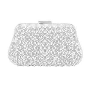 White Pearl Embellished Evening Clutch Bag Crossbody Bag, This pearly piece packs a punch as a clutch or crossbody bag. A must-have for any evening out, it adds a touch of elegance and fun to any outfit. With versatile wear and a playful design, this bag is a perfect addition to your collection.