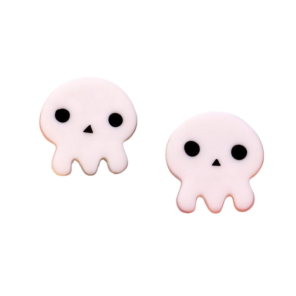 White-Polymer Clay Skull Stud Earrings are handcrafted for a unique and stylish accessory. Made from high-quality polymer clay, these earrings are lightweight and comfortable to wear. Perfect for adding a touch of edge to any outfit. 