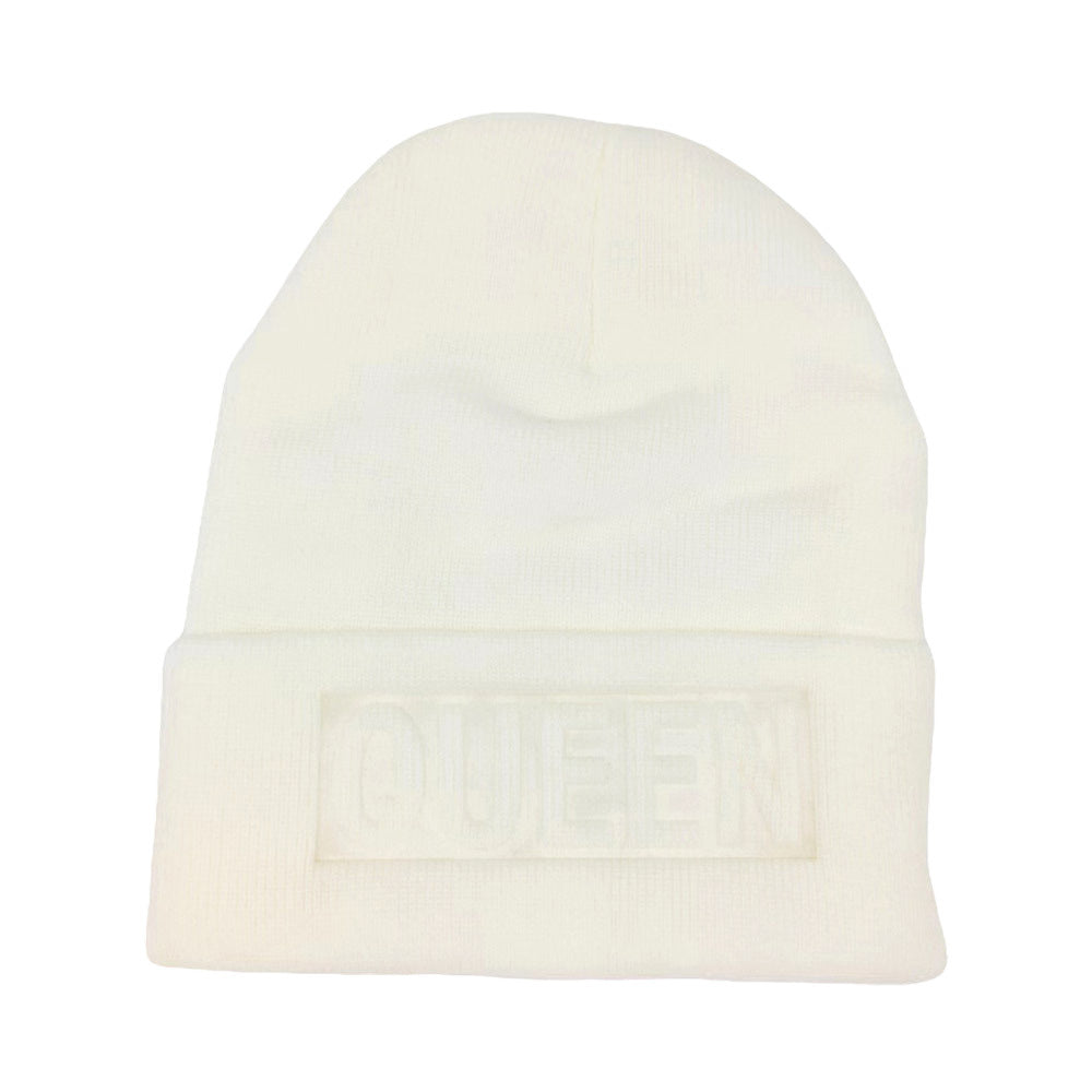 White Queen Message Solid Knit Beanie Hat, wear this beautiful beanie hat with any ensemble for the perfect finish before running out the door into the cool air. With a simple but stylish design, this beanie is the perfect accessory to complete any outfit. The perfect gift item for Birthdays, Christmas, Secret Santa, etc.