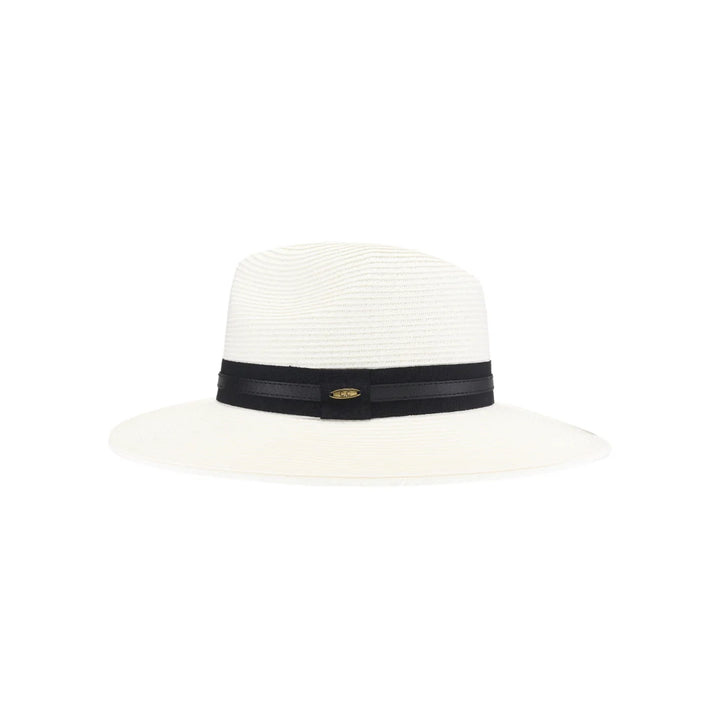 White Ribbon and Leather Band C.C Panama Hat combines classic style with expert craftsmanship. Featuring a traditional Panama weave, this hat is accented with a refined ribbon and genuine leather band, offering both durability and sophisticated appeal. Ideal for sun protection and elevating your outfit, it provides a timeless accessory that balances function and fashion effortlessly. 