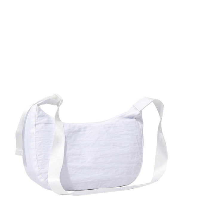 White Solid Nylon Sling Bag Crossbody Bag, is perfect to carry all your handy items with ease. This handbag features a top zipper closure for security that makes your life easier and trendier. This is the perfect gift idea for a birthday, holiday, Christmas, anniversary, Valentine's Day, etc.