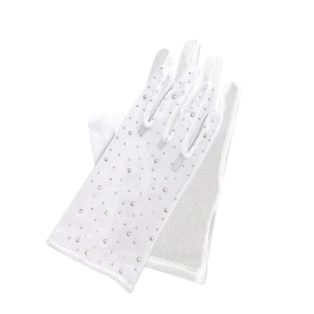 Black-Stone Embellished Mesh Dressy Wedding Gloves are the perfect accessory for any bride-to-be. The delicate mesh design is adorned with sparkling stones, adding a touch of elegance to your special day. The gloves provide a classic and stylish look, while also keeping your hands warm during outdoor ceremonies.