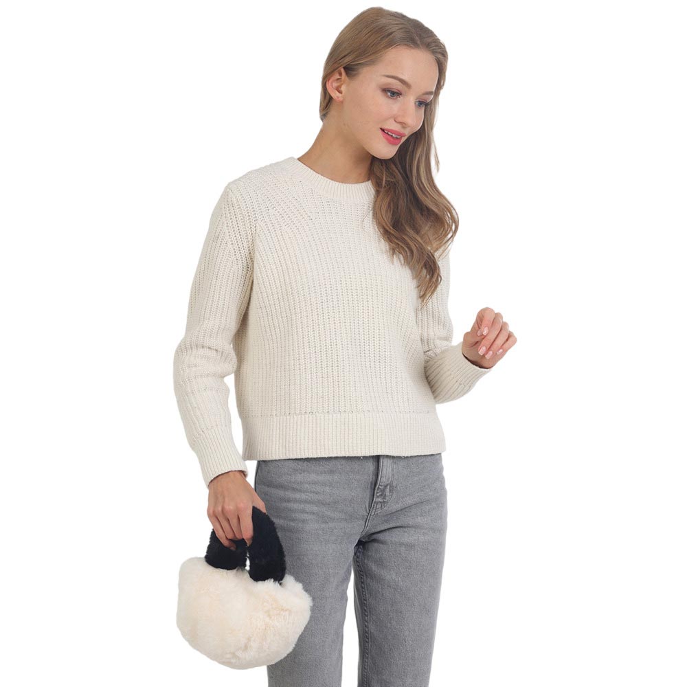 White Two Tone Faux Fur Micro Tote Crossbody Bag, is a sleek and luxurious accessory, perfect for day or night. Its two-tone design offers sophistication and style, while its faux fur exterior makes it luxurious and comfortable to wear. Perfect gift idea for your close ones on any occasion.