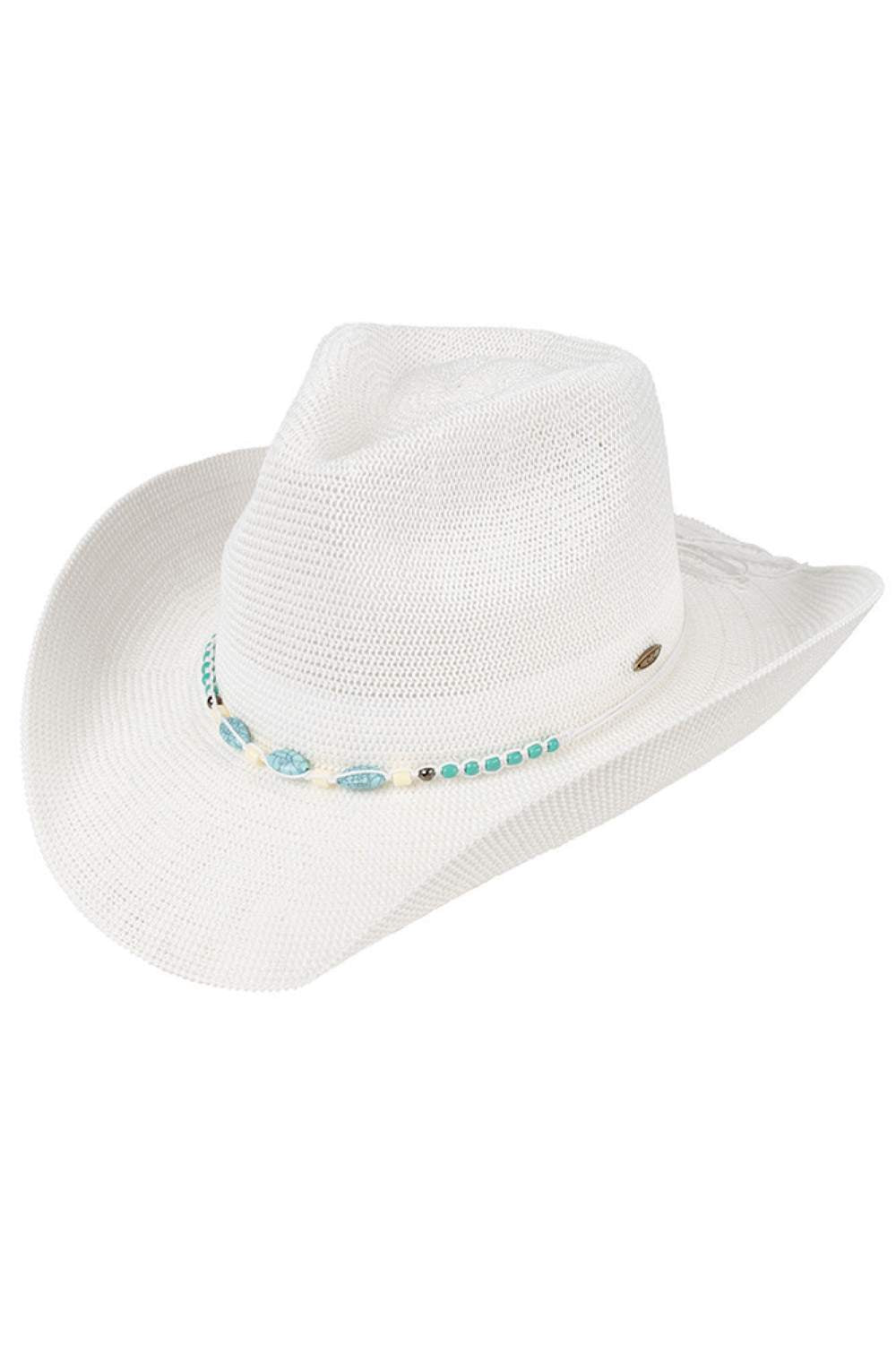 C.c Turquoise Stone with Beaded String Band Cowboy Hat  display picture 3
