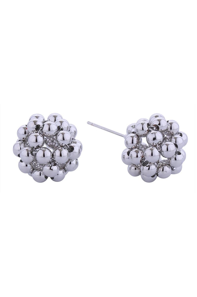 White Gold Elegant 14K cluster ball post earrings featuring a sophisticated spherical design with a 1.7cm diameter. Crafted from hypoallergenic brass, these earrings are perfect for sensitive skin and everyday wear. Lead and nickel compliant for safety and peace of mind. The timeless ball silhouette adds a touch of refined glamour to any look, from casual to formal occasions.
