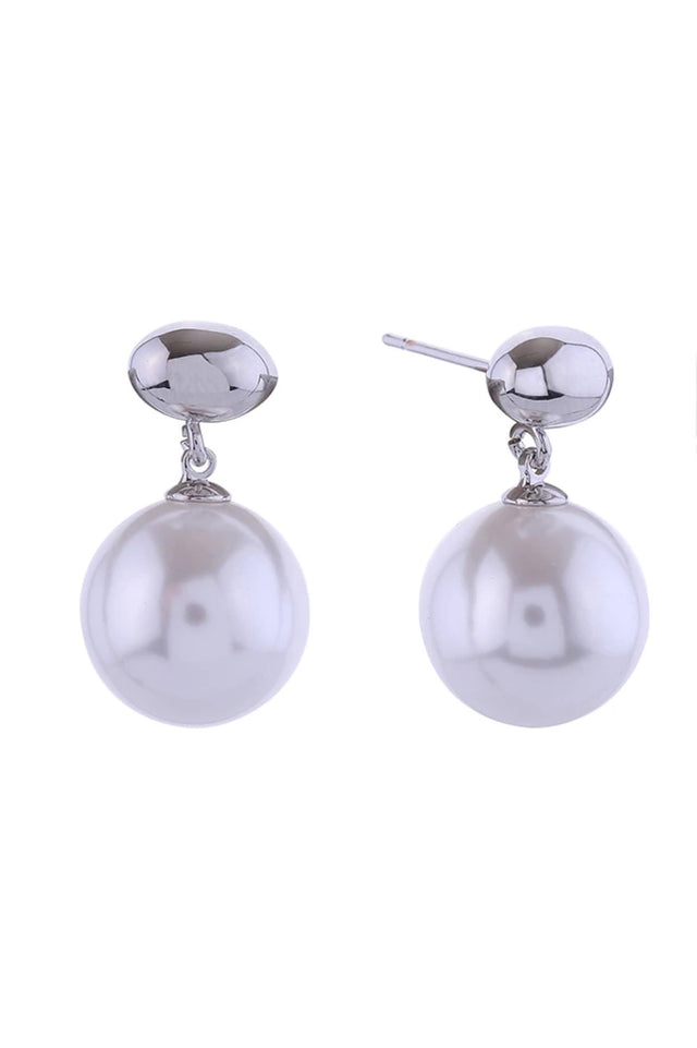 White Gold Delicate pearl drop earrings featuring a charming mini bean design, dipped in lustrous 14K gold or white gold. Crafted from hypoallergenic brass, these earrings are gentle on sensitive skin and fully lead and nickel compliant for worry-free wear. Each earring measures 2.6cm in diameter, offering an elegant yet understated presence. Expertly made in Korea, these versatile studs transition seamlessly from everyday elegance to special occasions, adding a touch of timeless sophistication to any look.