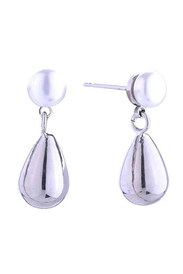 White Gold Elegant teardrop pearl earrings with a lustrous finish, dipped in 14K gold or white gold plating. Crafted from hypoallergenic brass with genuine pearls, these timeless studs are perfect for everyday wear or special occasions. Measuring 2cm in diameter, they offer a refined silhouette that complements any style. Lead and nickel compliant for safe, comfortable wear. A versatile addition to any jewelry collection.