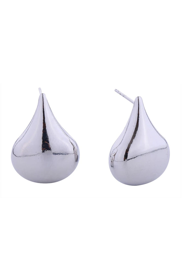 White Gold Elegant waterdrop post earrings crafted in lustrous 14K brass with a hypoallergenic finish. Each earring measures 2.7cm in diameter, offering a graceful silhouette that complements any look. Designed with your comfort in mind lead and nickel compliant for sensitive ears. Perfect for everyday wear or special occasions.