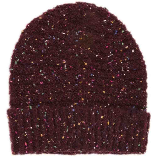 Women's Confetti Boucle Knit Cuff C.C Beanie - Wine
