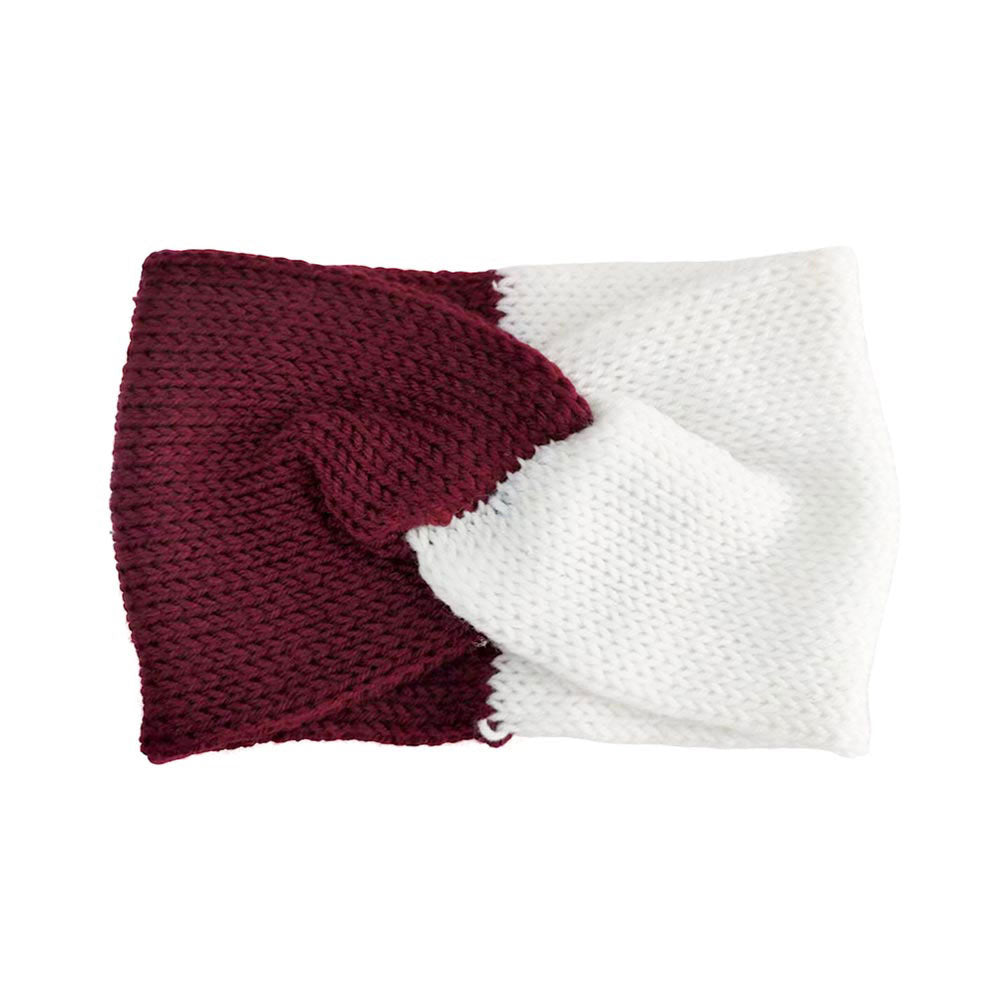 Wine White Game Day Two Tone Knit Earmuff Headband, offers both style and warmth with its eye-catching two-tone design. The soft and warm knit fabric keeps your ears toasty. Perfect for outdoor activities, the adjustable band ensures a snug and comfortable fit. Perfect gift for friends & family members in the cold days.