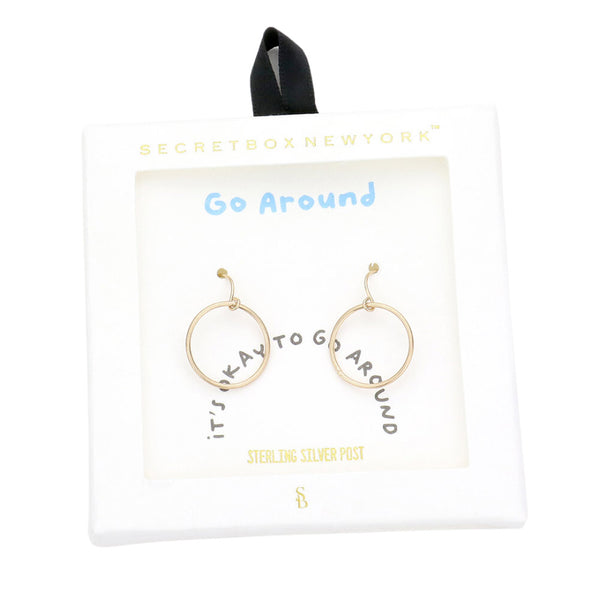 Worn Gold Secret Box Metal Open Circle Dangle Earrings, are beautiful jewelry that fits your lifestyle, adding a pop of pretty color. Enhance your attire with these vibrant artisanal earrings to show off your fun trendsetting style. Great gift idea for your Wife, Mom, your Loving one, or any family member.