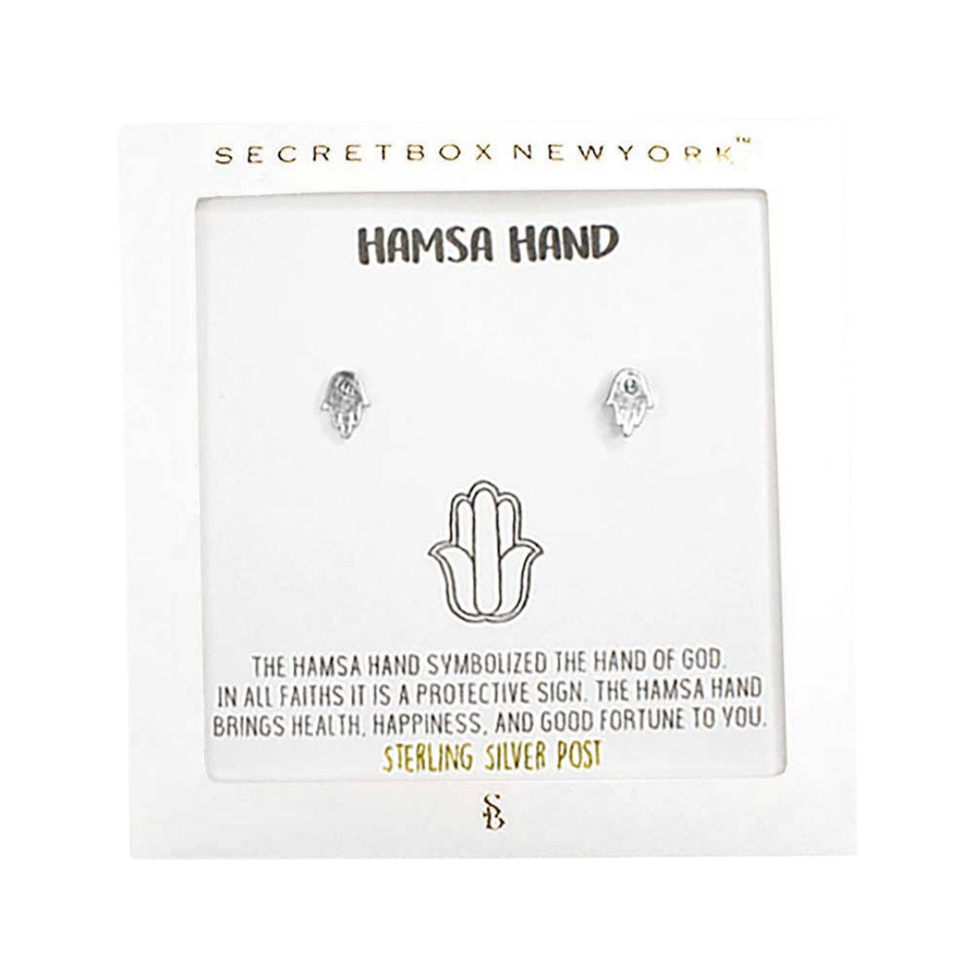 Worn Silver Secret Box Hamsa Hand Sterling Silver Post Earrings, are fun handcrafted jewelry that fits your lifestyle, adding a pop of pretty color. Highlight your appearance, hold the holy spirit, and grasp everyone's eye anywhere or any occasion. Great gift idea for your Wife, Mom, your Loving one, or any family member.
