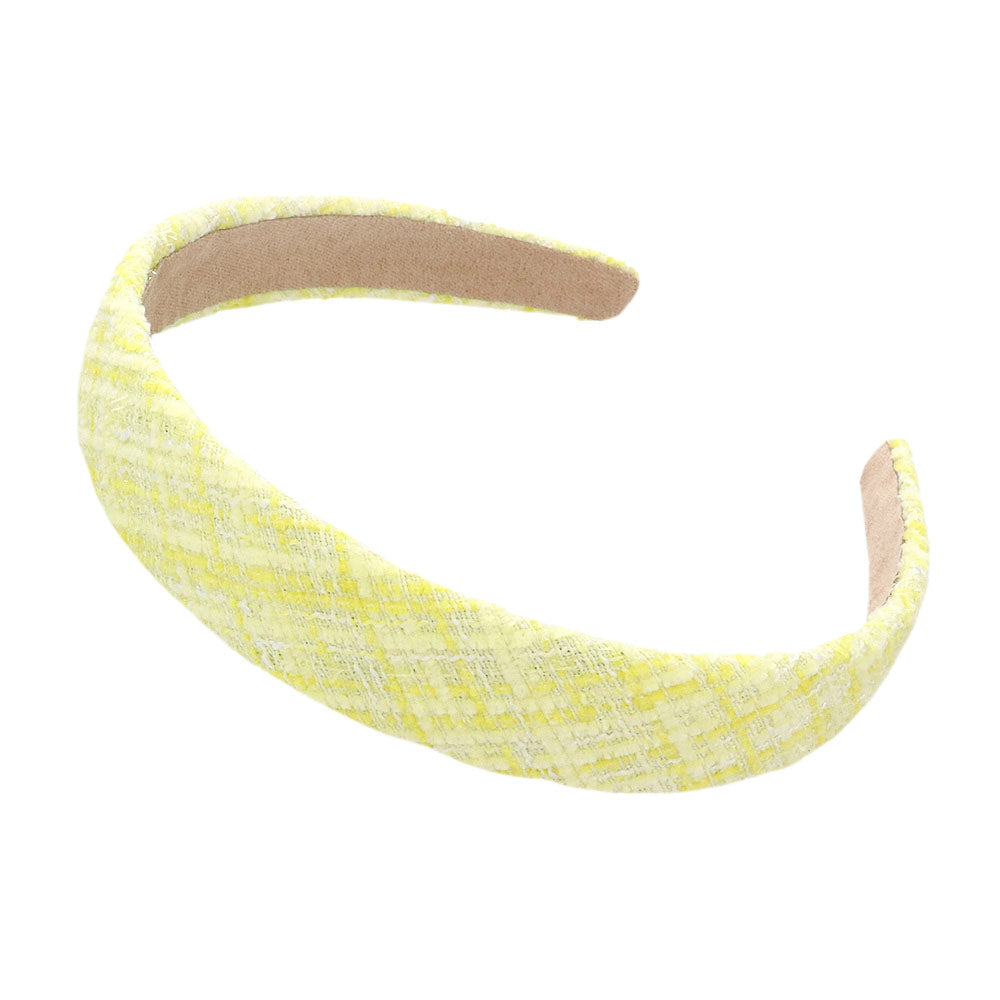 Yellow Check Patterned Tweed Headband, create a natural & beautiful look while perfectly matching your color with the easy-to-use check patterned headband. Push your hair back and spice up any plain outfit with this headband!