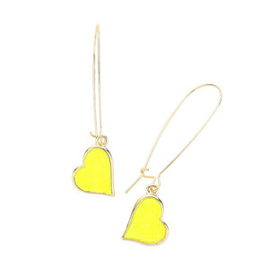Yellow Druzy Heart Dangle Earrings, Enhance your look with these stunning earrings. The unique druzy hearts add a touch of elegance and sparkle to any outfit. Crafted with high-quality materials, these earrings are perfect for any occasion. Elevate your style and make a statement with these must-have earrings.
