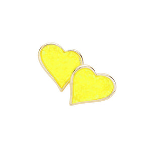 Yellow Druzy Heart Stud Earrings, Enhance your look with these stunning earrings. The unique druzy hearts add a touch of elegance and sparkle to any outfit. Crafted with high-quality materials, these earrings are perfect for any occasion. Elevate your style and make a statement with these must-have earrings.