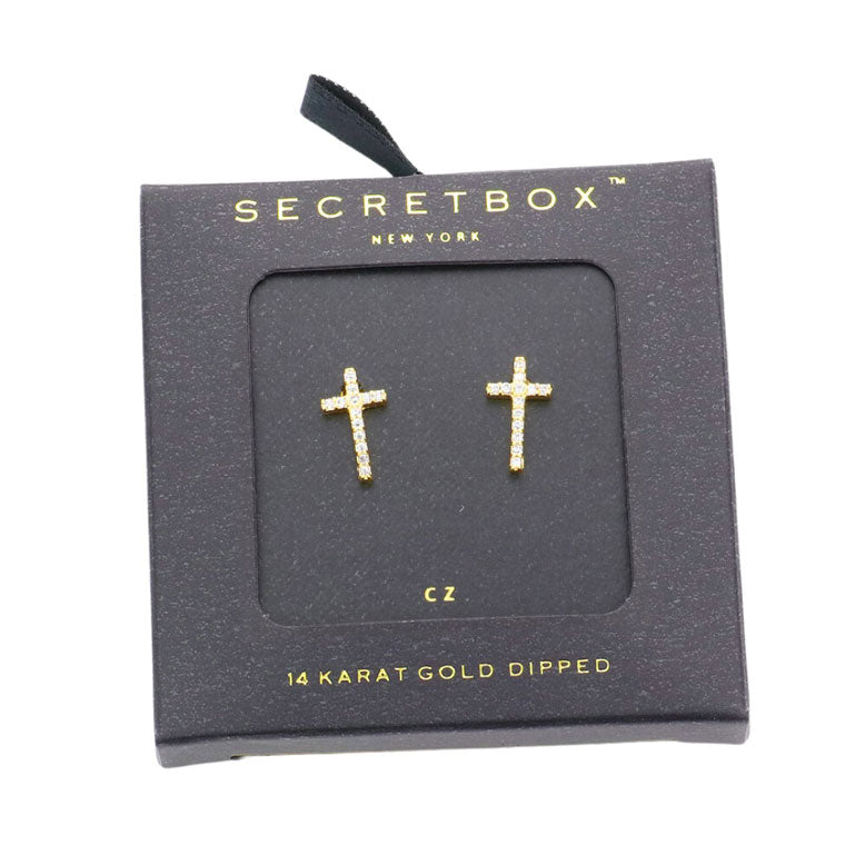 Yellow Gold 14K Gold Dipped CZ Cross Stud Earrings, get ready with these earrings to receive the best compliments on any occasion. The beautifully crafted design adds a gorgeous glow to any outfit. These classy earrings are the perfect gift for your lovers, mothers, friends, and family members.