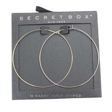 Yellow Gold Secret Box 14K Gold Dipped Metal Hoop Earrings, are fun handcrafted jewelry that fits your lifestyle, adding a pop of pretty color. Enhance your attire with these vibrant artisanal earrings to show off your fun trendsetting style. Great gift idea for your Wife, Mom, your Loving one, or any family member.