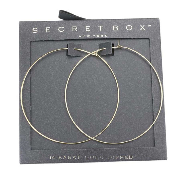 Yellow Gold Secret Box 14K Gold Dipped Metal Hoop Earrings, are fun handcrafted jewelry that fits your lifestyle, adding a pop of pretty color. Enhance your attire with these vibrant artisanal earrings to show off your fun trendsetting style. Great gift idea for your Wife, Mom, your Loving one, or any family member.