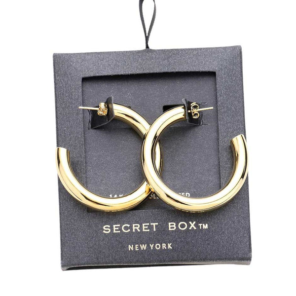 Yellow Gold Secret Box 14k Gold Dipped Open Hoop Earrings, are fun handcrafted jewelry that fits your lifestyle, adding a pop of pretty color. Enhance your attire with these vibrant artisanal earrings to show off your fun trendsetting style. Great gift idea for your Wife, Mom, your Loving one, or any family member.