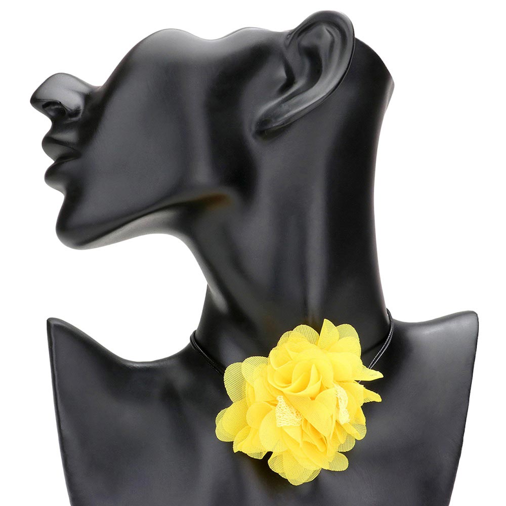 Yellow Mesh Flower Wrapped Choker Necklace, is perfect for adding a hint of sophistication to your look. It features a floral mesh design, giving it a subtle touch of femininity. The choker is lightweight and comfortable to wear, making it an ideal accessory for any occasion. Perfect gift choice for the peoples you love.