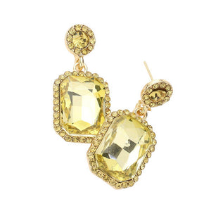 Yellow Rhinestone Rectangle Stone Evening Earrings, boast an elegant, timeless design with glistening rhinestones to add a touch of sophistication to your look. The alloy metal is sturdy and durable, making these earrings perfect for any special occasion or day-to-day wear. An exquisite gift for loved ones on any special day.