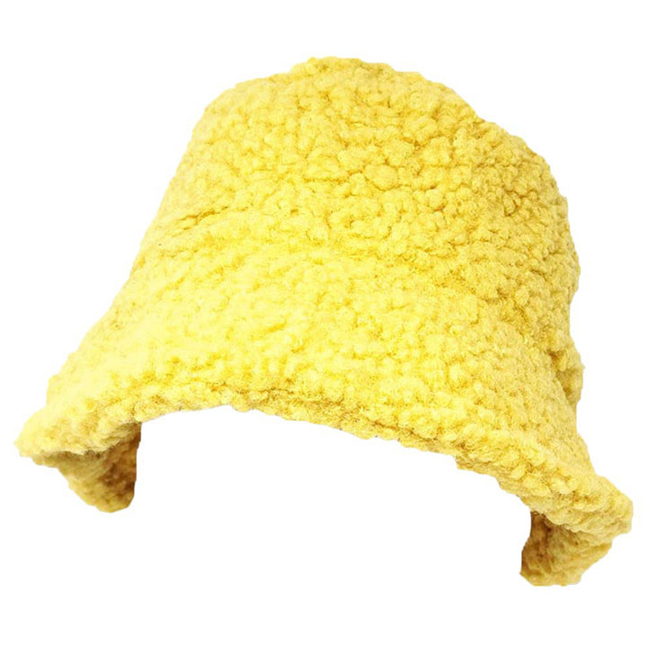 Yellow Sherpa Bucket Hat, Stay warm, stylish, and comfortable all season long with this. Crafted from plush Sherpa fabric with a classic bucket shape, this hat offers insulation and a luxurious feel to keep you cozy in winter. It ensures a secure fit and allows you to customize your style. Perfect winter gift idea.