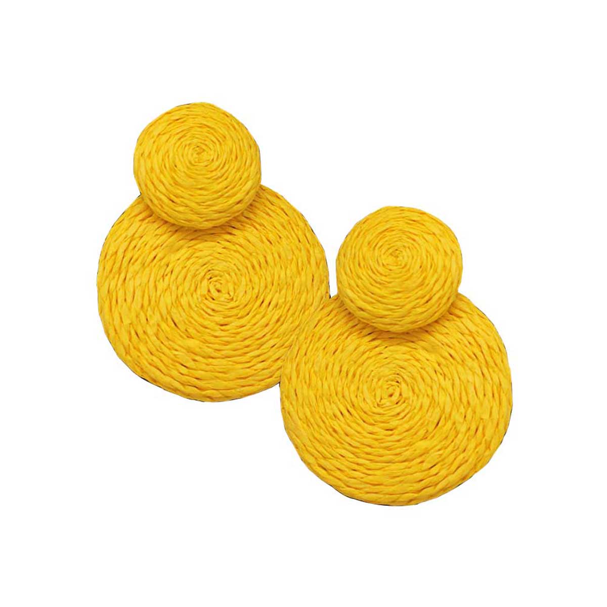 Yellow Swirl Double Raffia Link Earrings, the Beautifully crafted design adds a glow to any outfit. Look like the ultimate fashionista with these swirl raffia double round link earrings! Which easily makes your events more enjoyable. These earrings make you extra special on occasion. These swirl raffia double round earrings enhance your beauty and make you more attractive.