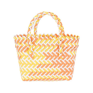 Yellow Woven Basket Mini Micro Tote Bag is expertly crafted with a unique design that combines both fashion and function. Its sturdy woven construction provides durability and its compact size makes it perfect for carrying essentials while on the go. Add a touch of style to your every day with this versatile tote bag.