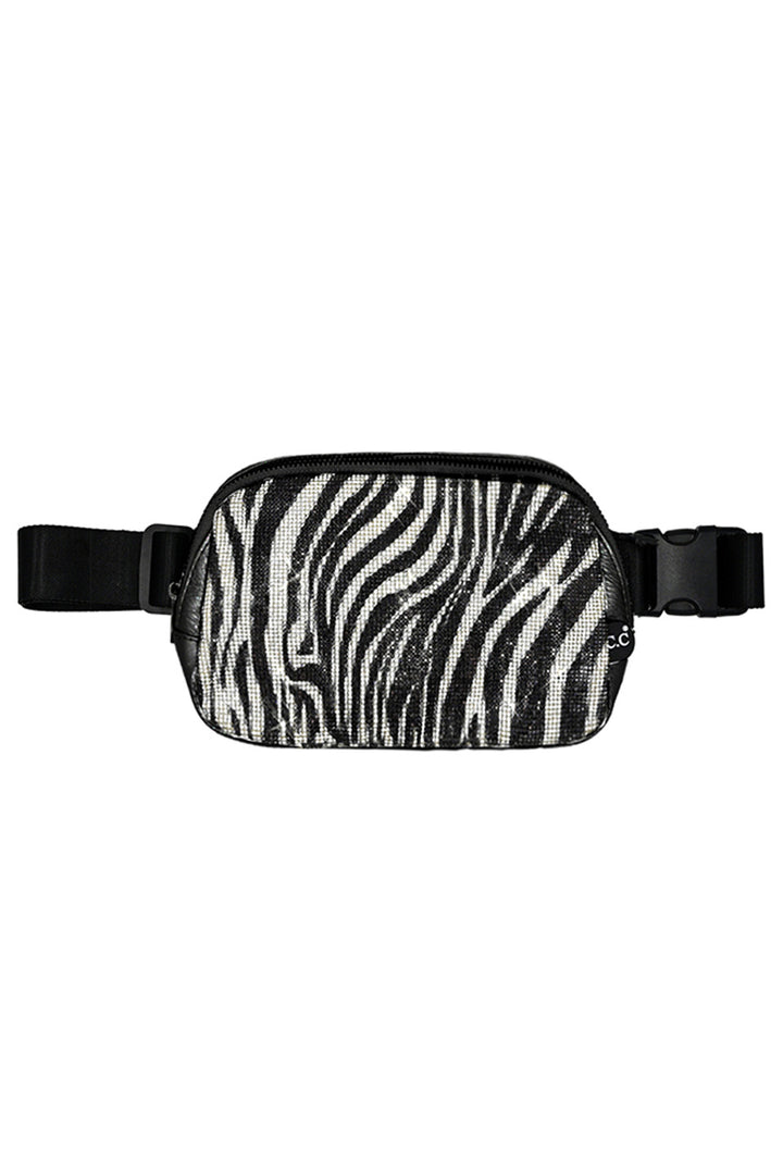 Zebra C.C Animal Print Rhinestone Crossbody Fanny Pack combines fashion and functionality with its trendy animal print design and versatile crossbody or fanny pack wear options. Featuring rhinestone accents, this pack is not only stylish, but also adds a touch of glamour to any outfit. Stay hands-free and stylish on-the-go with this must-have accessory.