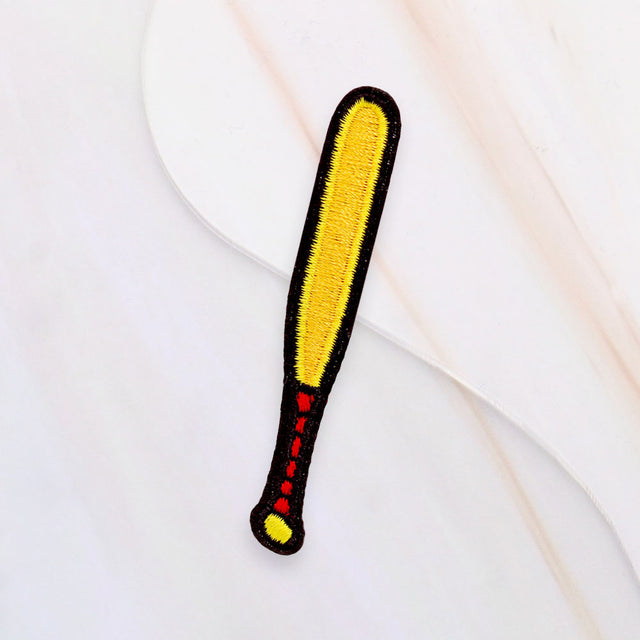 Yellow Baseball Bat Iron On Patch
