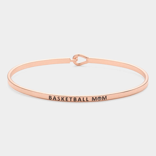 Rose Gold "Basketball Mom" Thin Brass Metal Hook Bracelet