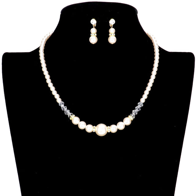Cream Bicone Bead Pointed Pearl Necklace. Beautifully crafted design adds a gorgeous glow to any outfit. Jewelry that fits your lifestyle! Perfect Birthday Gift, Anniversary Gift, Mother's Day Gift, Anniversary Gift, Graduation Gift, Prom Jewelry, Just Because Gift, Thank you Gift.