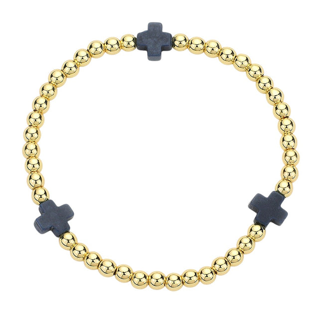 Black-Cross Pointed Stainless Steel Ball Beaded Stretch Bracelet features a unique combination of cross-pointed stainless steel and beaded stretch design. The durable materials make it perfect for everyday wear, while the stylish design adds a touch of sophistication to any outfit. With its comfortable and easy-to-wear construction, this bracelet is a must-have accessory for any fashion-forward individual. Upgrade your jewelry collection with this versatile and timeless piece.