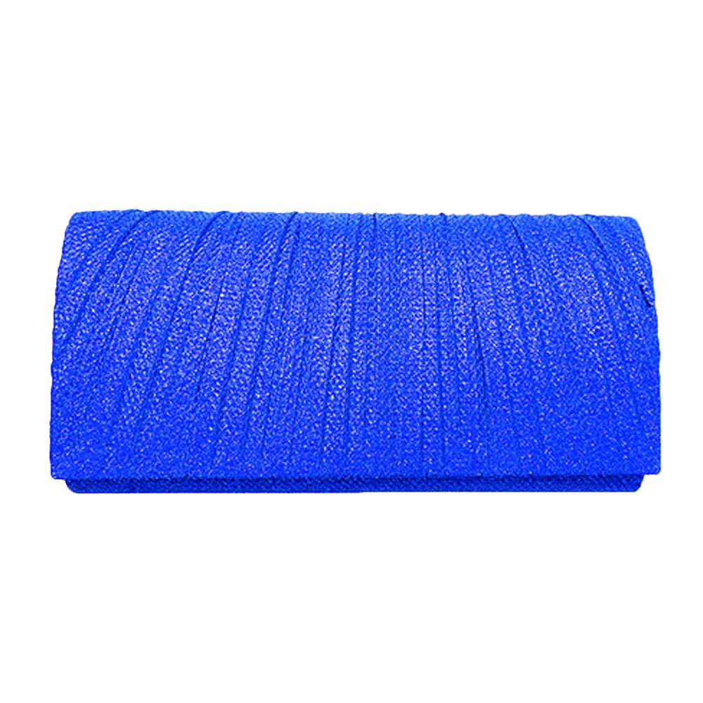 Royal Blue From day to night, this luxurious Pleated Shimmery Evening Clutch Crossbody Bag is the perfect companion. Boasting a pleated shimmery exterior, this clutch oozes sophistication and exclusivity. Slip it into your wardrobe, make a statement! Perfect Gift Birthday, Christmas, Anniversary, Wedding, Cumpleanos, Anniversario