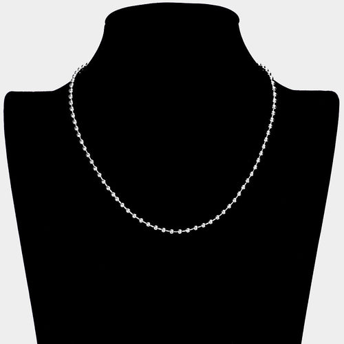 Brass Metal Ball Chain Necklace - Silver