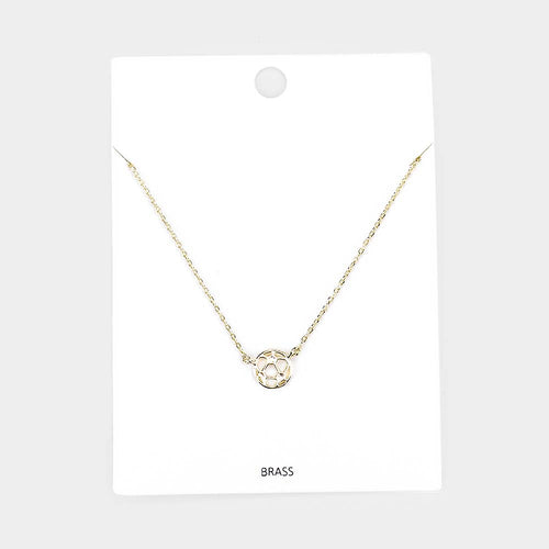 Brass Metal Cut Out Soccer Ball Pendant Necklace - Gold