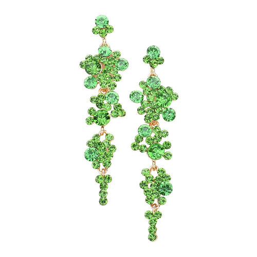 Women's Bubble Stone Cluster Dangle Evening Earrings - Green