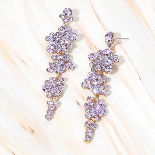 Women's Bubble Stone Cluster Dangle Evening Earrings - Lavender