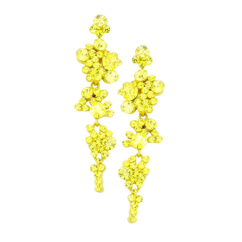Women's Bubble Stone Cluster Dangle Evening Earrings - Yellow