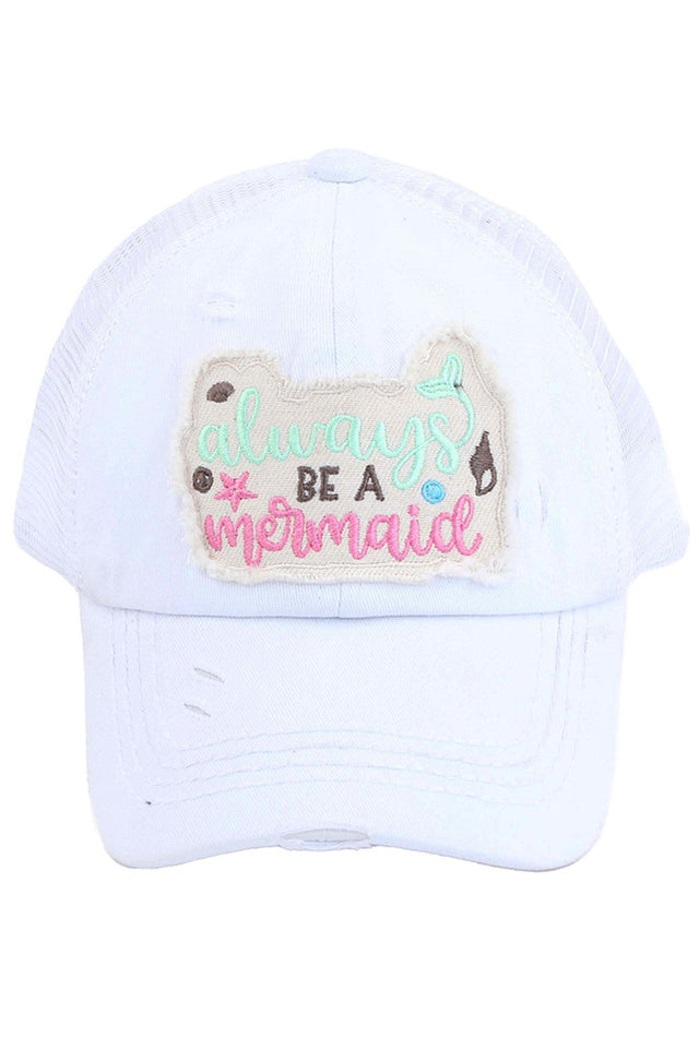 White C.C Always Be a Mermaid Patch Kid Pony Cap combines playful design with functional comfort. Featuring a charming mermaid patch, this cap is crafted to fit kids perfectly, with an adjustable ponytail opening that ensures all-day wearability. Ideal for active children, it offers sun protection while allowing hair to stay comfortably styled. Durable and stylish, it’s a great accessory for everyday adventures.