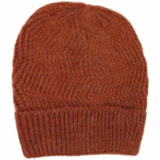 C.C Chevron Knitted Beanie With Cuff C.C Hat - Rust - Beanies