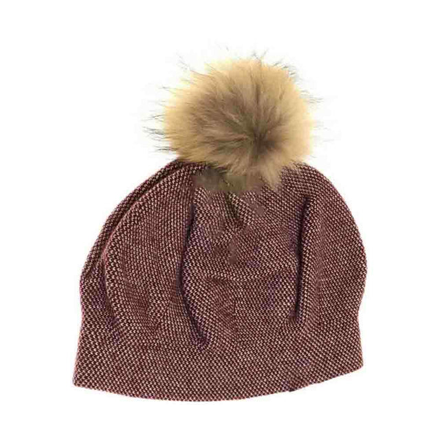 Burgundy C.C Exclusive Black Label Tweed Knit Beret combines classic French-inspired design with premium craftsmanship. Made from textured tweed knit, it offers both warmth and sophisticated style. It's Black Label status ensures superior quality and a refined finish. This piece is a great accessory to elevate any outfit with timeless elegance. Designed with a beret silhouette and topped with a faux fur pom, it blends tradition with modern fashion details. A great choice for those seeking standout headwear 