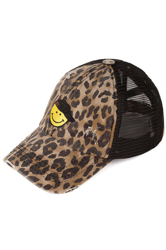 Baby Leopard C.C Glitter Smiley Patch Kids Pony Cap combines playful style with practical design. Featuring a sparkling glitter smiley patch, it adds a fun, cheerful touch to any outfit. The ponytail-friendly opening ensures comfort and convenience for active kids, making it ideal for everyday wear or outdoor activities. Crafted for durability and a secure fit, this cap keeps young wearers cool and stylish all day long.