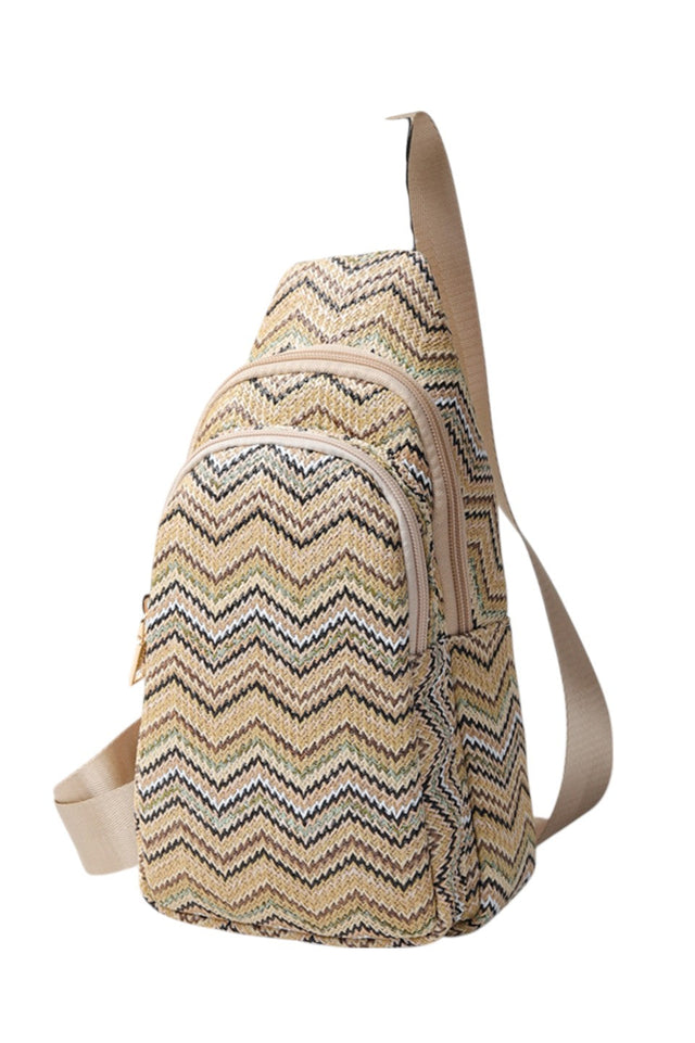 Chevron Pattern Straw Sling Bag combines timeless craftsmanship with modern style. Crafted from natural straw, its distinctive chevron weave offers durability and a unique texture. The sling design ensures comfortable, hands-free wear, making it ideal for daily errands or casual outings. Lightweight yet sturdy, this bag provides ample space for essentials while enhancing your look with an expert touch of artisanal elegance. 